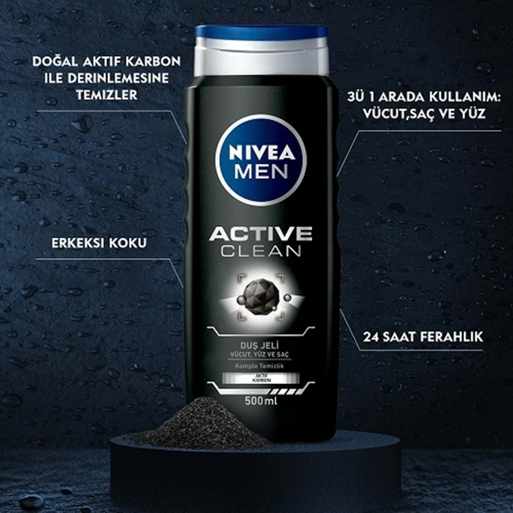 NİVEA Duş Jeli (500ml) Active Clean