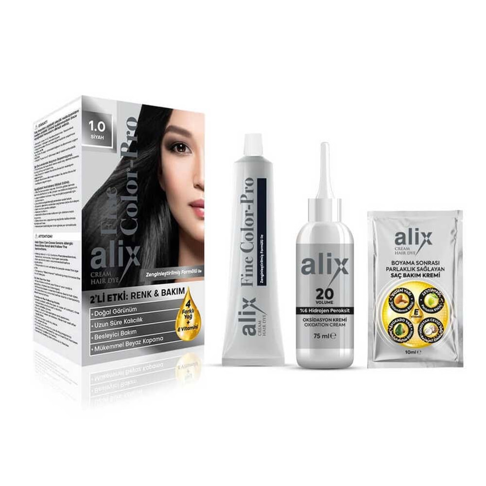 ALİX Saç Boyası Kit (50ml) 1.0 Siyah