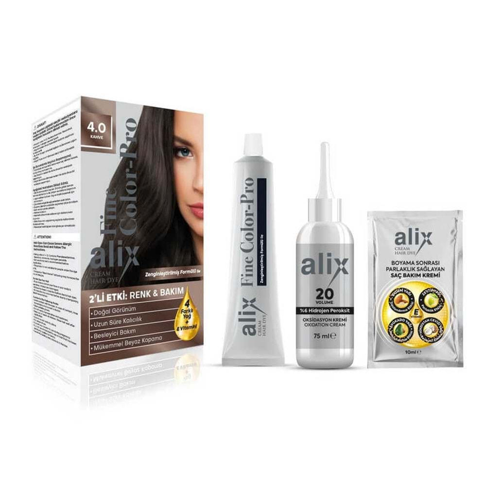 ALİX Saç Boyası Kit (50ml) 4.0 Kahve