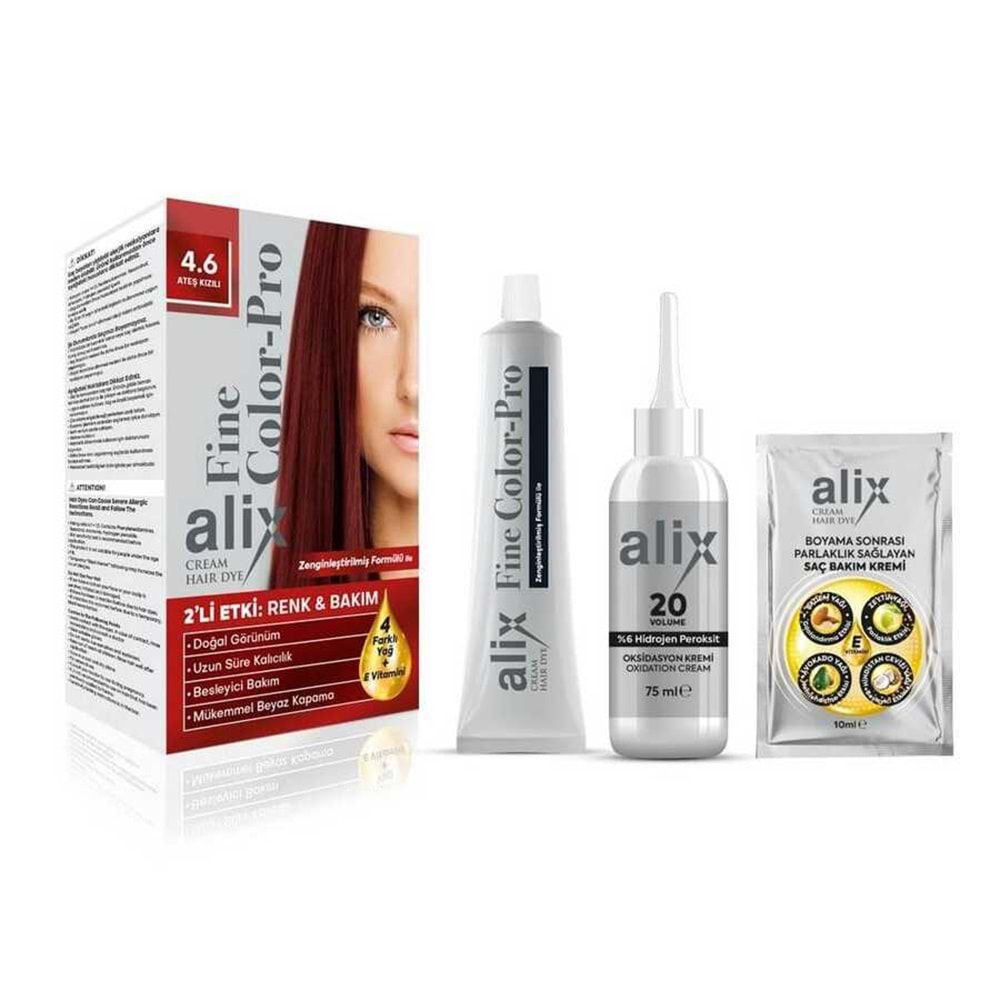 ALİX Saç Boyası Kit (50ml) 4.6 Ateş Kızılı