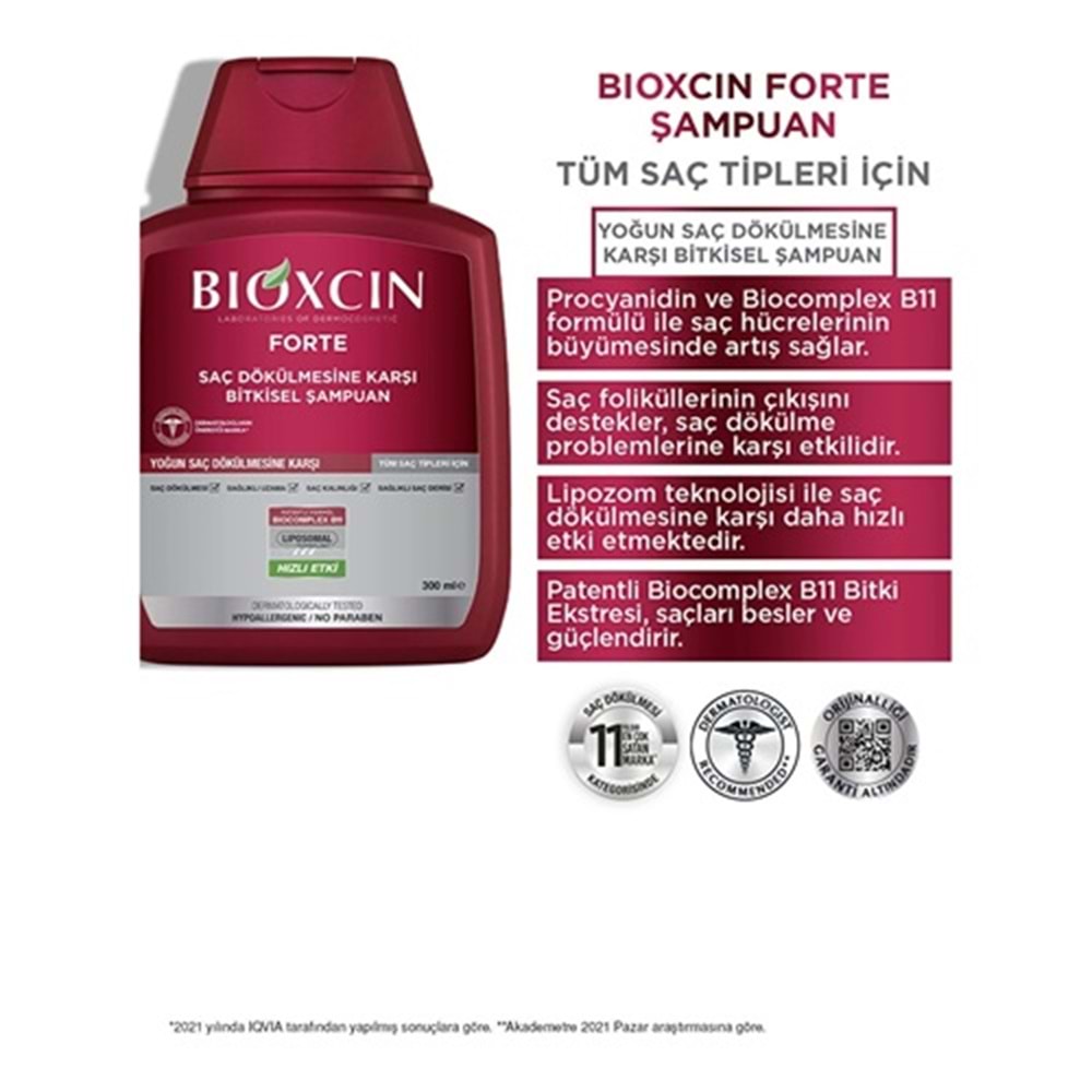 BİOXCİN Şampuan Forte (300ml/3al-2öde) Tüm Saçlar