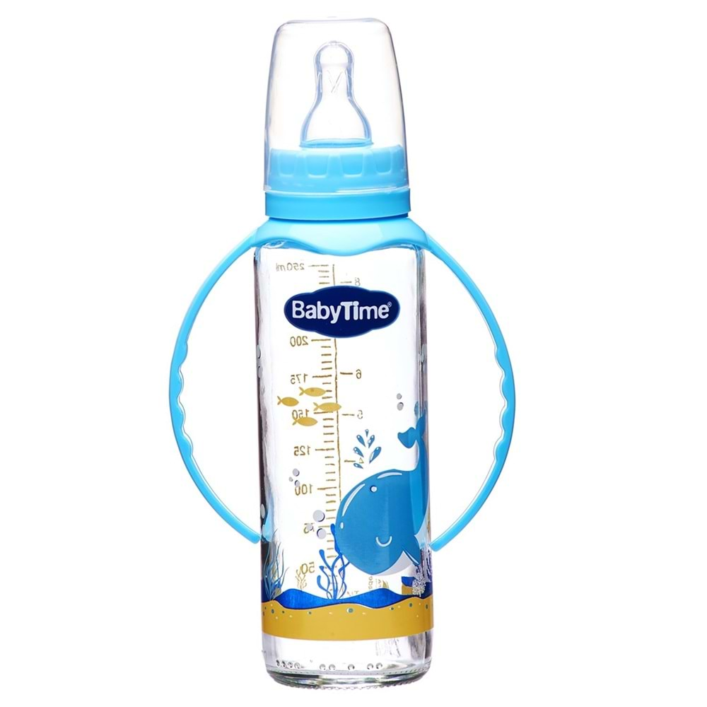 BABYTİME 079 Kulplu Cam Biberon 250ml