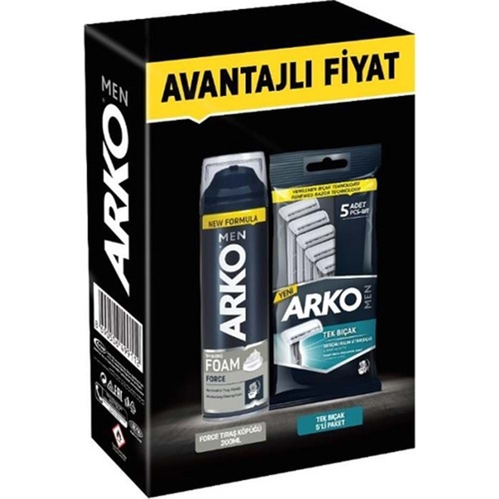 ARKO 2Li Set (Köpük+5li Tek Bıçak) Force