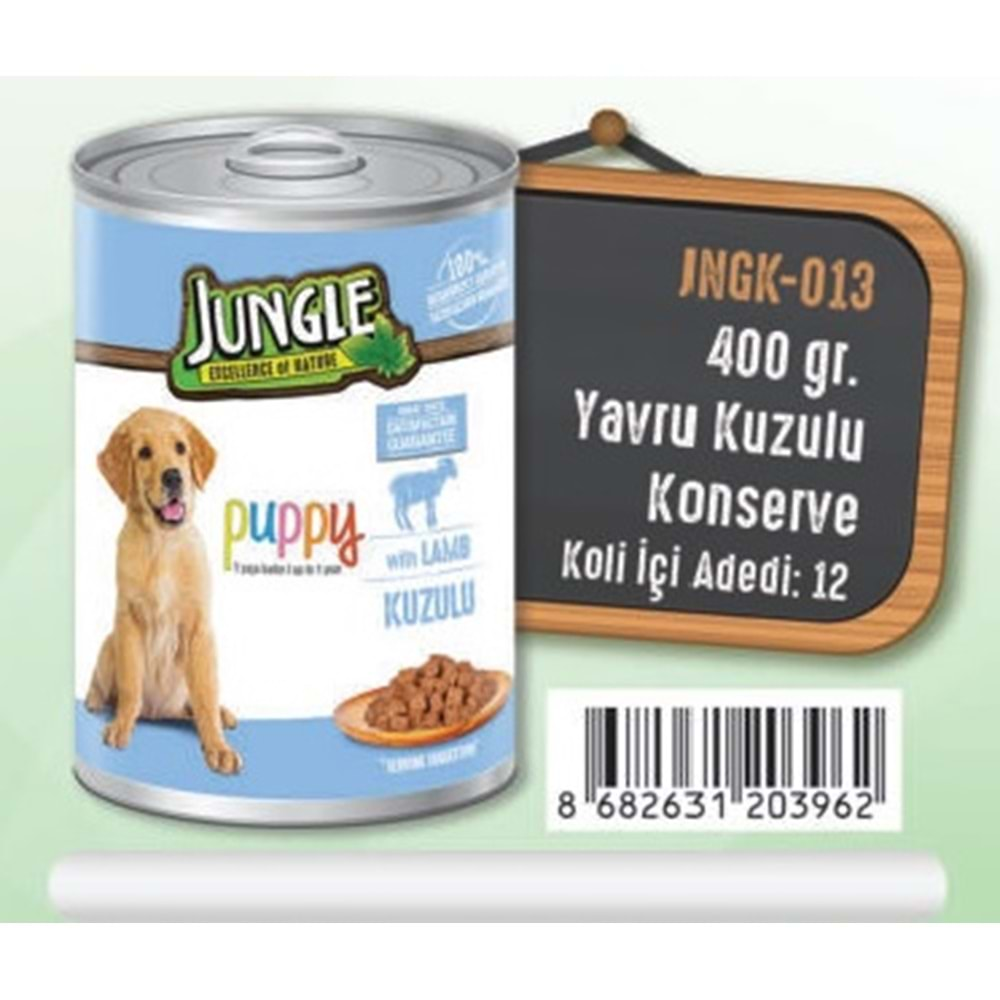 PELAGOS Jungle Köpek Maması (Konserve-400gr) Yavru-Kuzu Etli *12