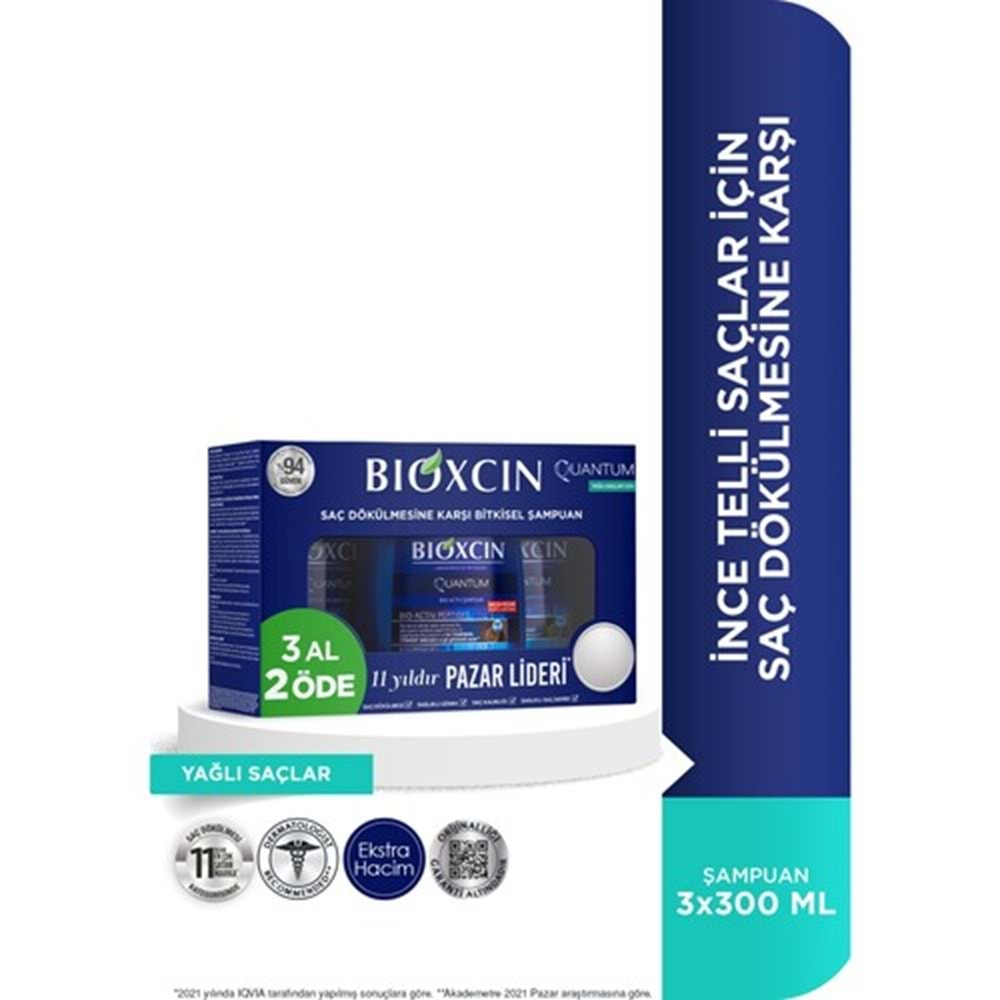 BİOXCİN Şampuan Quantum (300ml/3al-2öde) Yağlı Saçlar