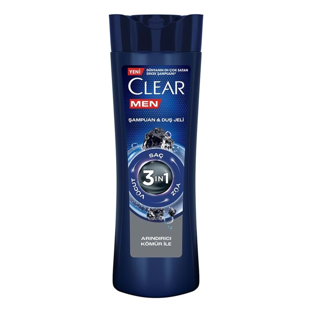 CLEAR Şampuan&Duş Jeli (350ml) Arındırıcı Kömür 3in1