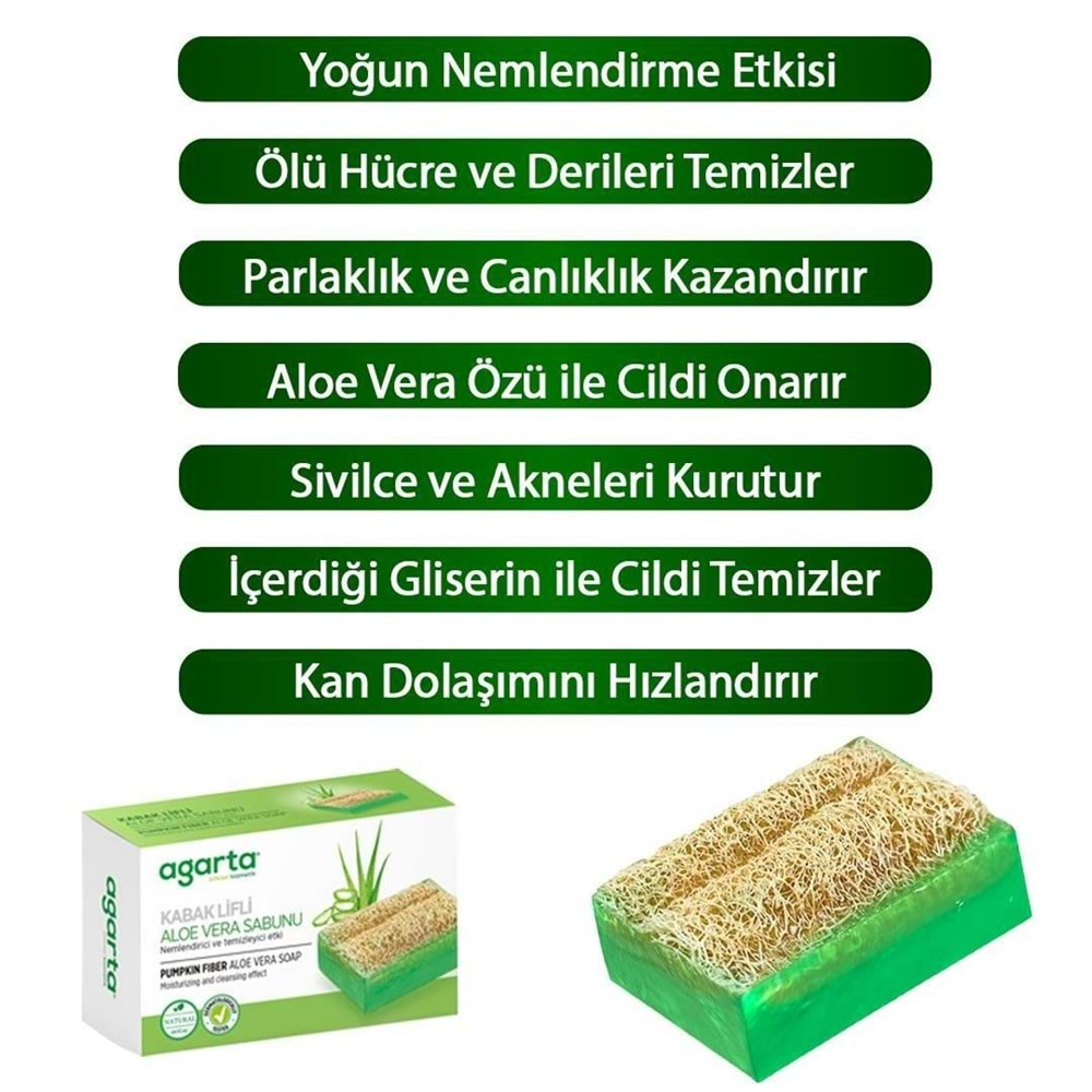 AGARTA Cilt Bakım Sabunu (Lifli-125gr) AloeVera