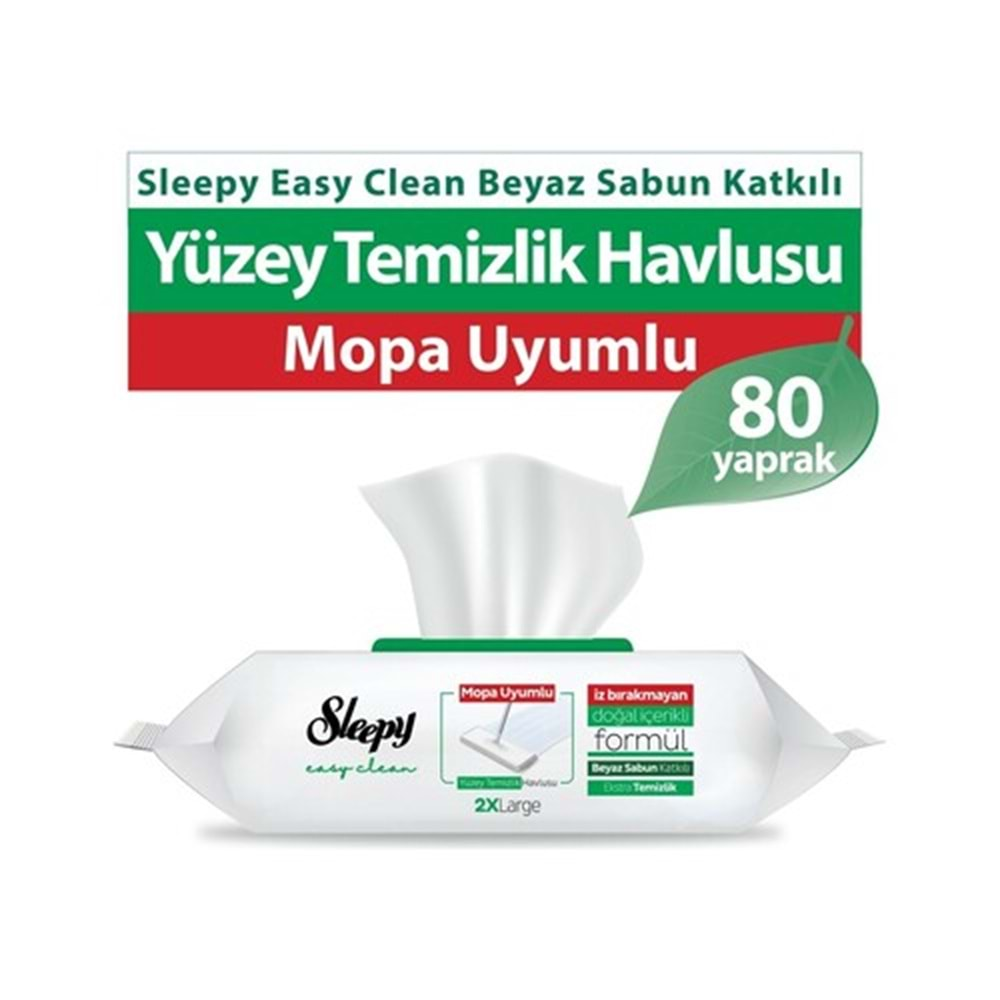 SLEEPY Yüzey Temizlik Havlusu Mop Uyumlu (80li) Beyaz Sabun