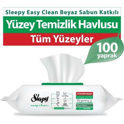 SLEEPY Yüzey Temizlik Havlusu (100lü) Beyaz Sabun