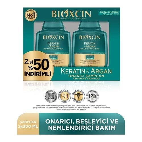 BİOXCİN Şampuan (300ml/2li) Keratin ve Argan