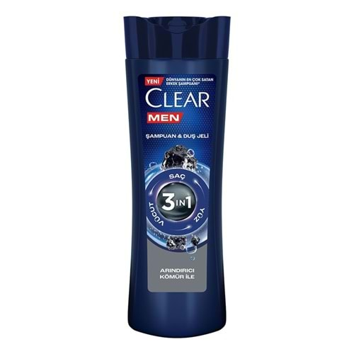 CLEAR Şampuan&Duş Jeli (350ml) Arındırıcı Kömür 3in1