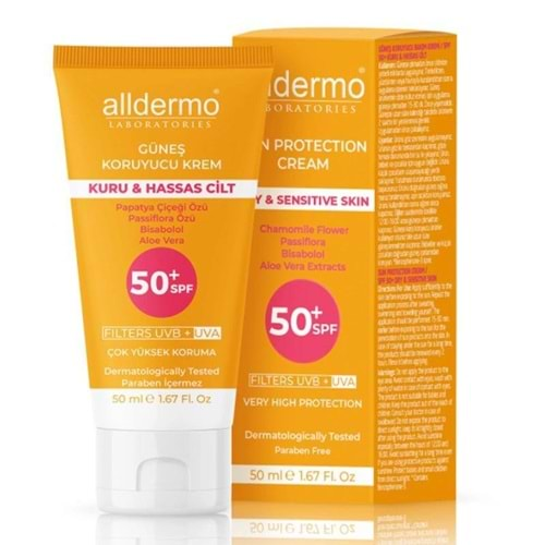 ALLDERMO Güneş Kremi (50ml) F50+ Kuru Hassas Ciltler İçin