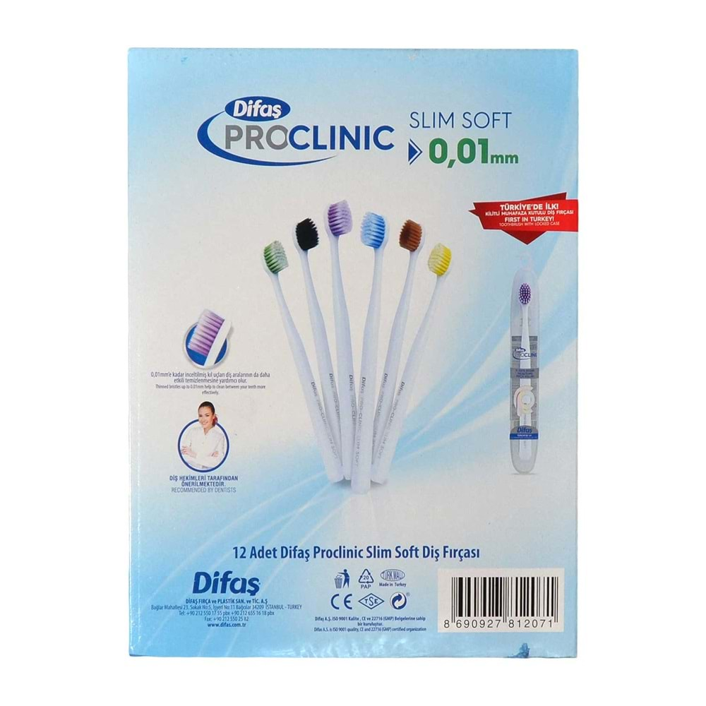 DİFAŞ Diş Fırçası Pro-Clinic Slim Soft *12