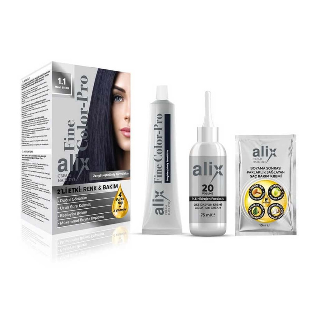 ALİX Saç Boyası Kit (50ml) 1.1 Mavi&Siyah