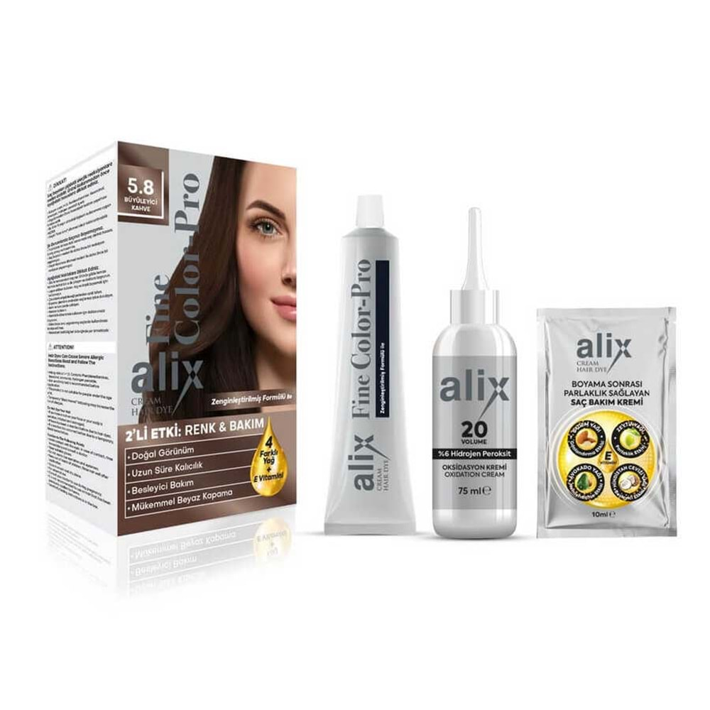 ALİX Saç Boyası Kit (50ml) 5.8 Büyüleyici Kahve