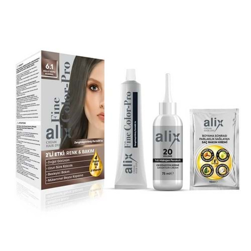 ALİX Saç Boyası Kit (50ml) 6.1 Küllü Koyu Kumral