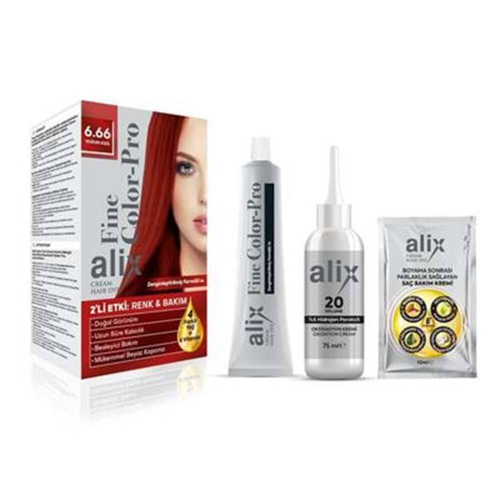 ALİX Saç Boyası Kit (50ml) 6.66 Yoğun Kızıl