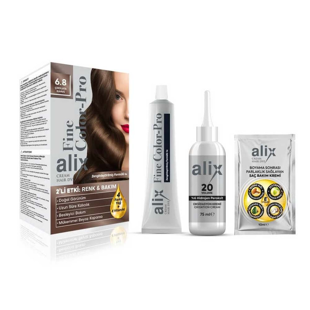 ALİX Saç Boyası Kit (50ml) 6.8 Çikolata Kahve