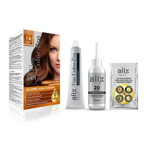 ALİX Saç Boyası Kit (50ml) 7.4 Gizemli Bakır