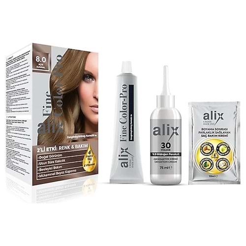 ALİX Saç Boyası Kit (50ml) 8.0 Açık Kumral