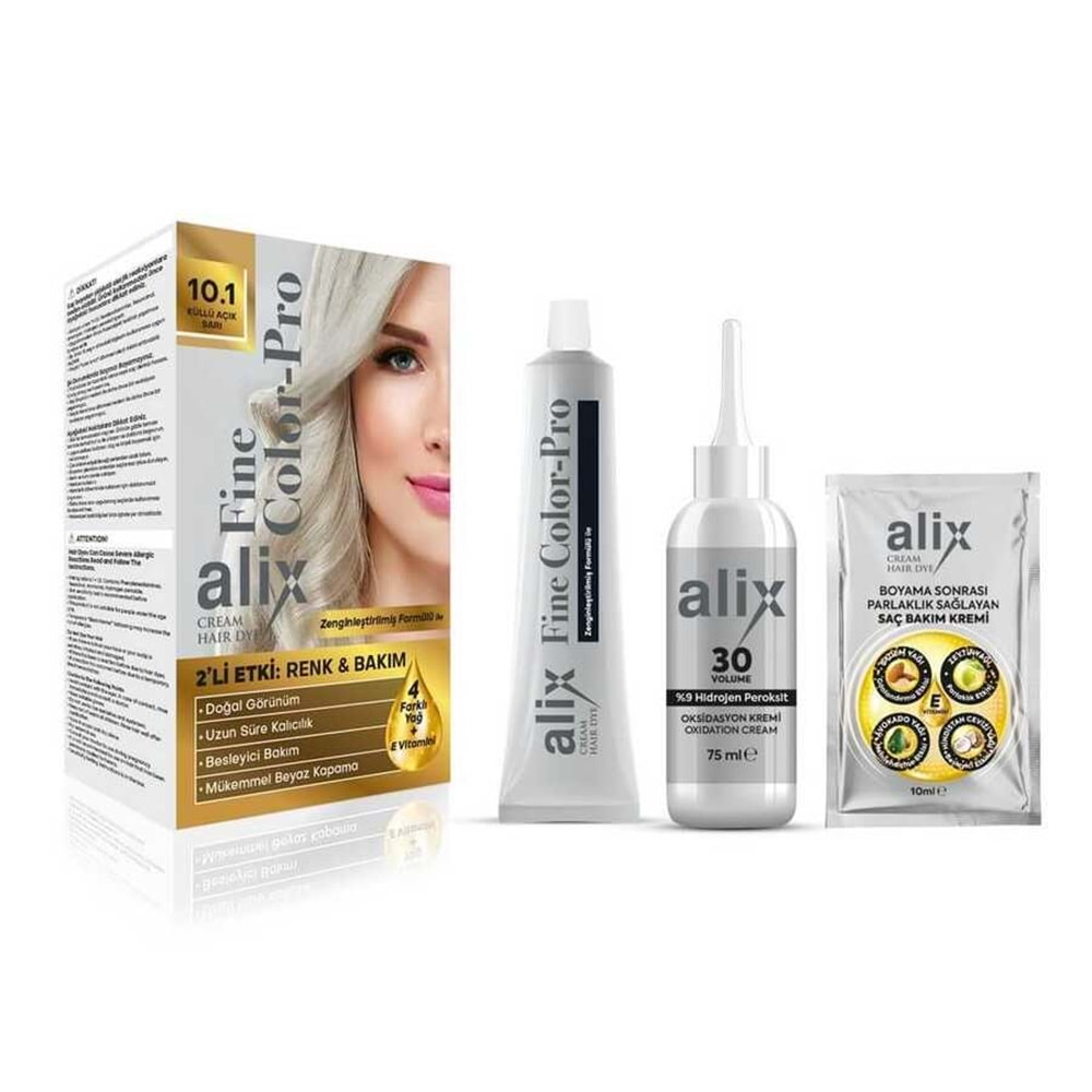 ALİX Saç Boyası Kit (50ml) 10.1 Küllü Açık Sarı