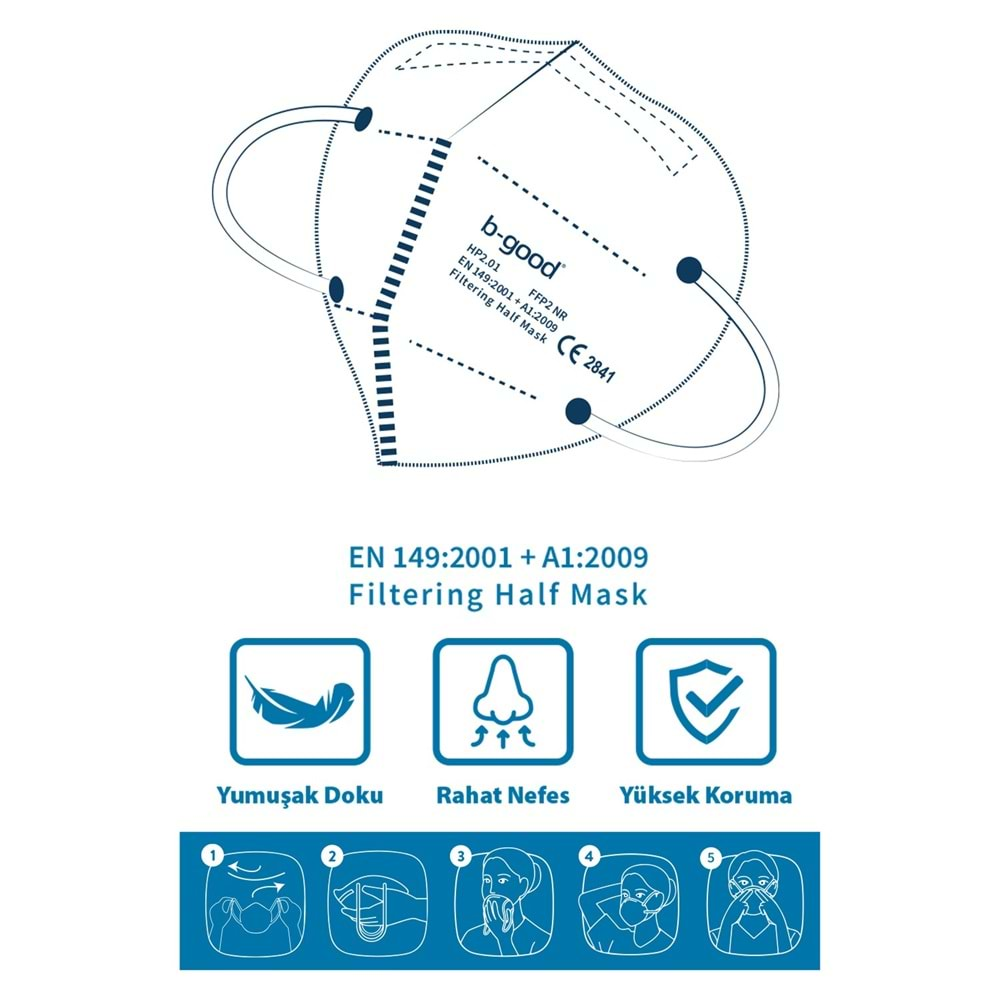 B-GOOD Maske FFP2 (Beyaz) 10lu