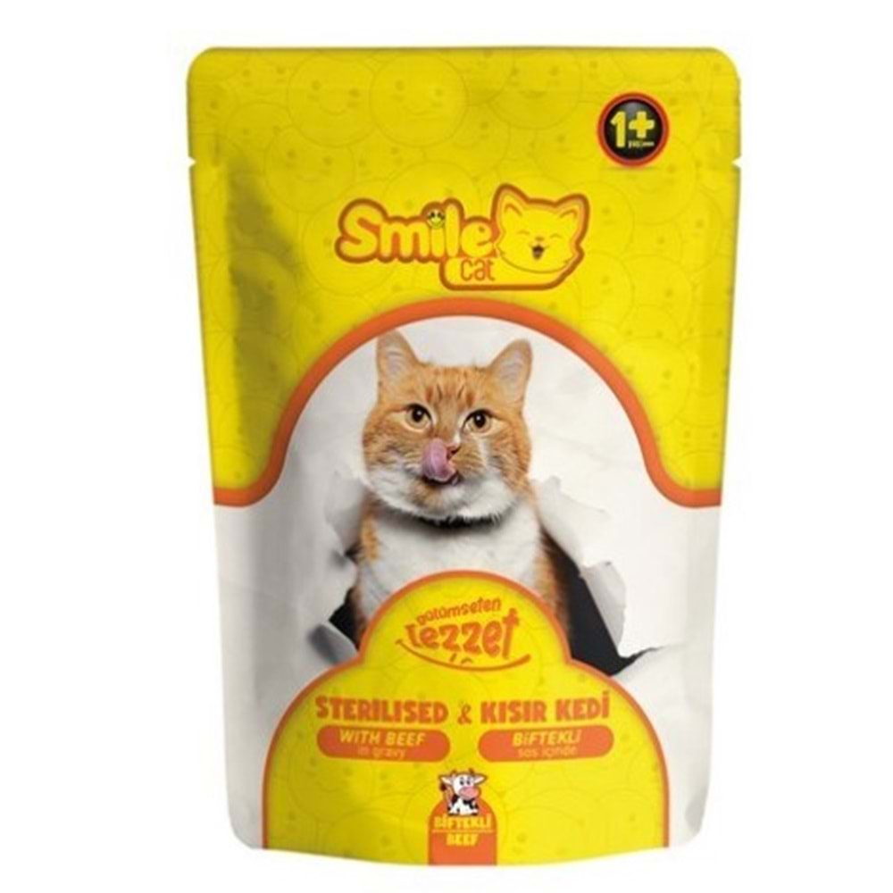 PELAGOS Smile Kedi Maması (Pouch-100gr) Kısır Kedi-Biftekli *24