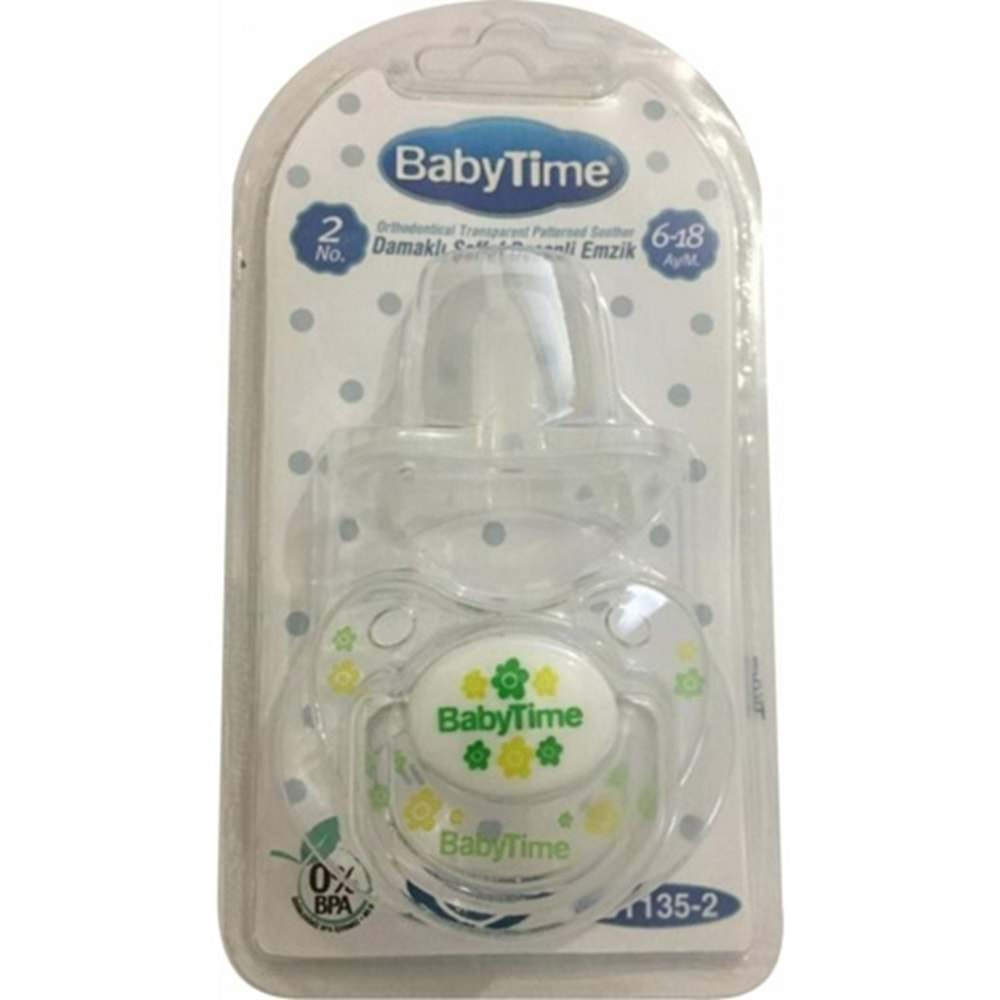 BABYTİME 135/2 Damaklı Şeffaf Desenli Emzik No:2