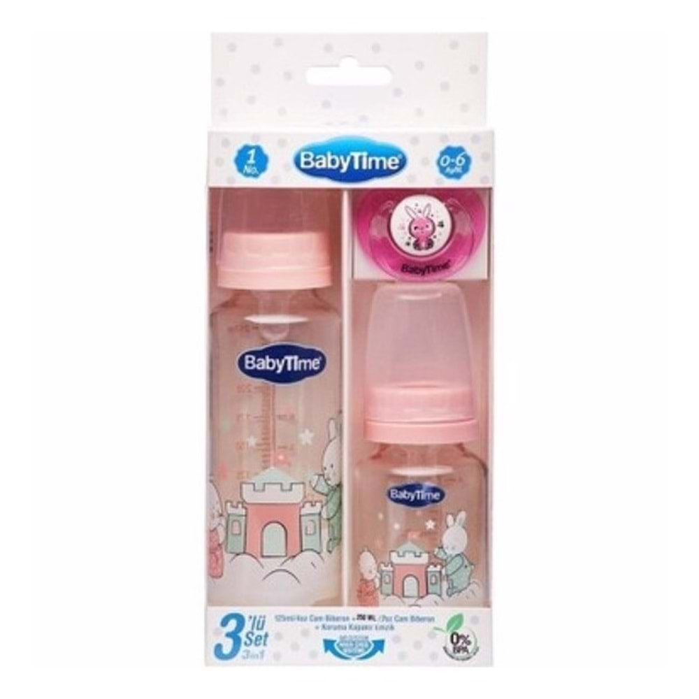 BABYTİME 207 3lü Set Cam - Pembe