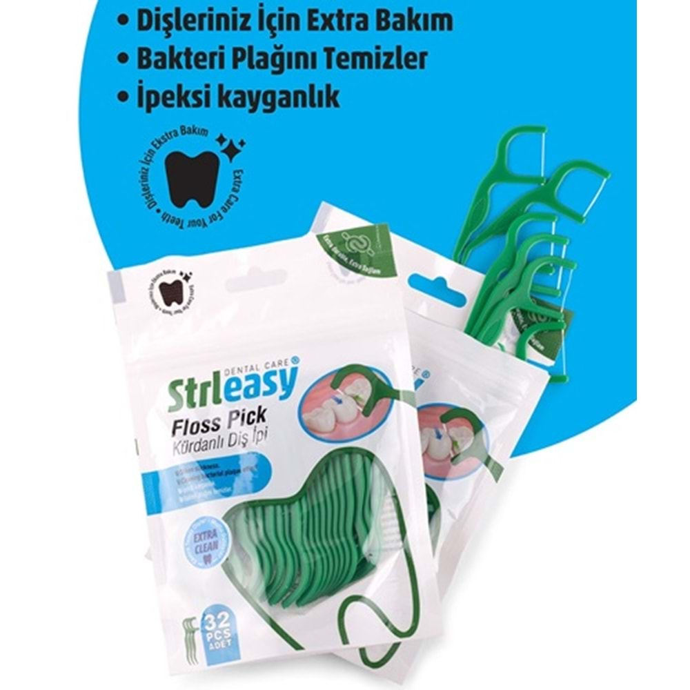 STRLEASY Kürdanlı Diş İpi 32li