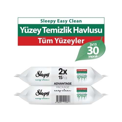 SLEEPY Yüzey Temizlik Havlusu (15x2) Beyaz Sabun