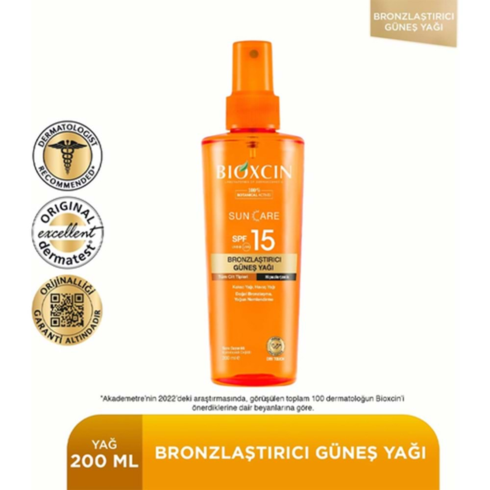 BİOXCİN Bronzlaştırıcı Güneş Yağı (200ml) F15