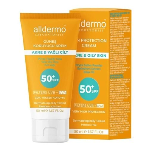 ALLDERMO Güneş Kremi (50ml) F50+ Akne ve Yağlı Ciltler İçin